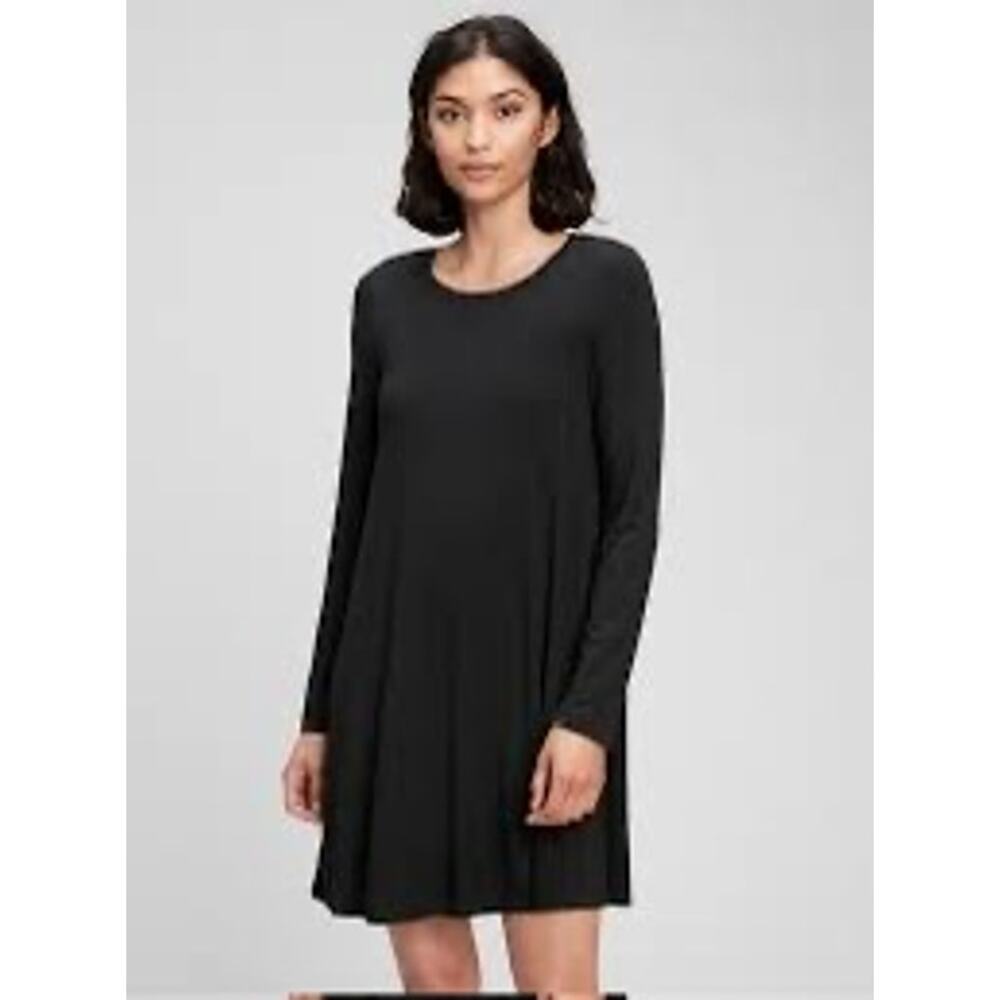 Gap Long Sleeve Shirt Swing Dress Black Size Medium New